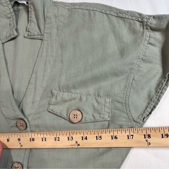 ZARA Green Khaki Linen Blend Short Sleeve Jumpsuit Sz XS - Picture 9 of 13